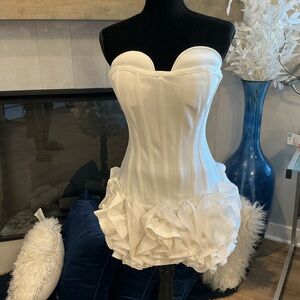 Fashion Nova White Ruffled Corset Chemise